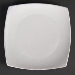 Assiettes Carrées Bords Arrondis Blanches 240(L)mm Lot de 12 Olympia – Image 3