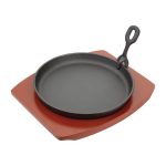 Grill de table rond en fonte 220 mm avec support bois Olympia – Image 3