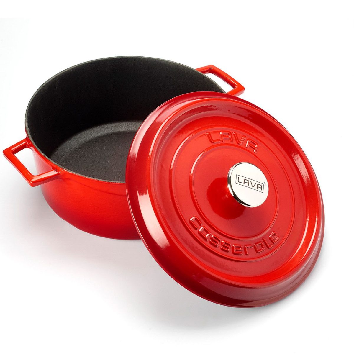 Cocotte Poêle à Frire LAVA en Fonte Rouge – Ø 24 cm – Combisteel