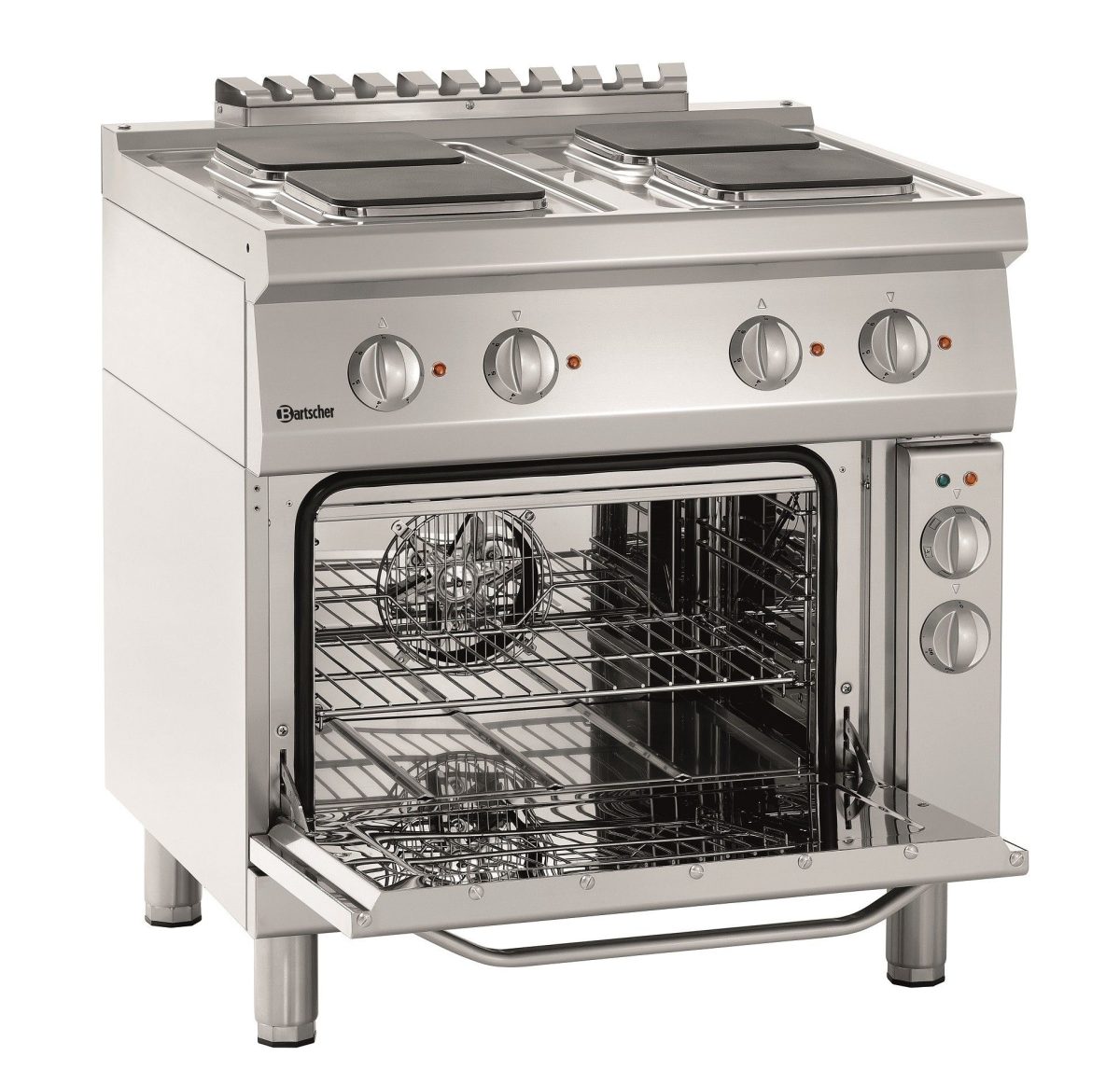 Cuisinière Électrique à 4 Plaques Carrées avec Four Électrique GN 1/1 – Bartscher