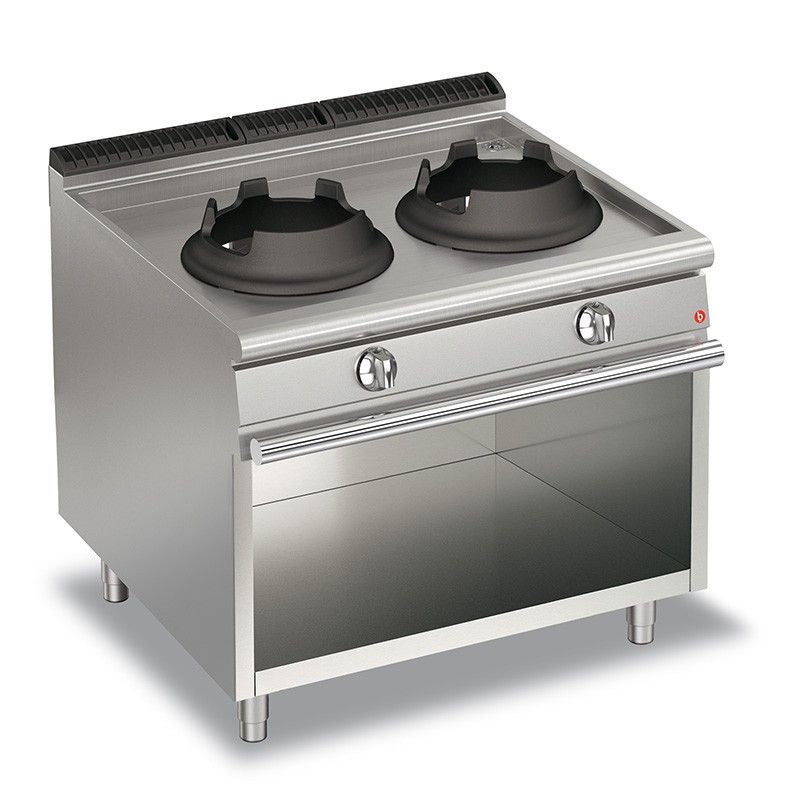 Cuisinière Wok à Gaz – 2 feux sur placard ouvert – P 700 – 28 kW – Baron