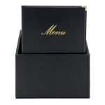 SecuritCarte Menu simili cuir de la gamme Classique A4 (x20) plus BOX, 1 double insert inclus avec chaque menu (présente 4 pages A4) - Securit