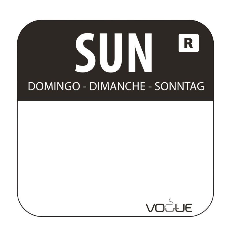 Etiquettes alimentaires code couleur noir dimanche 24mm