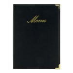Carte Menu simili cuir de la gamme Classique A5, 1 double insert inclus (présente 4 pages A5) - Securit – Image 2