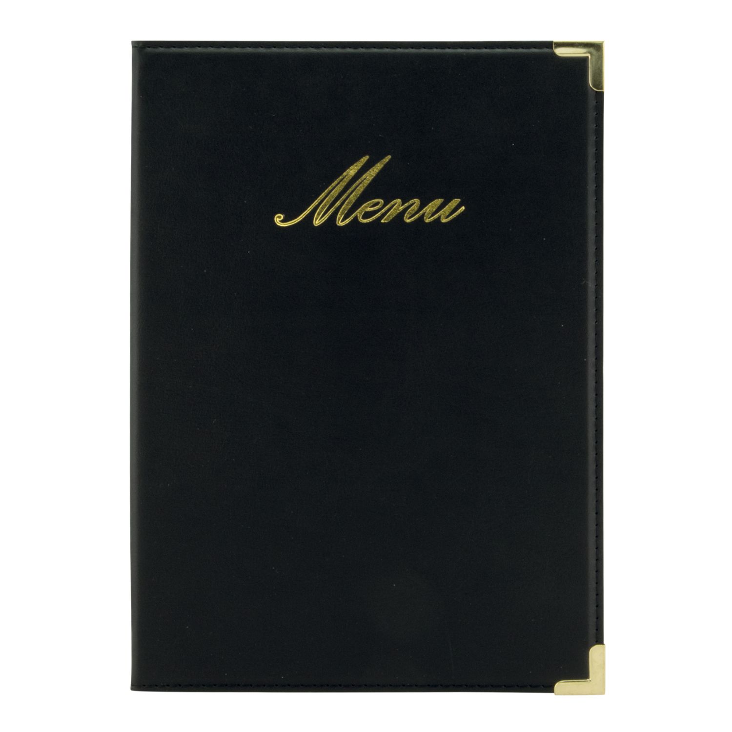 f352ff33d094666d25053835793dd474b62684573980cd91ca94fc134e2111d6_eb38_5 Carte Menu simili cuir de la gamme Classique A5, 1 double insert inclus (présente 4 pages A5) - Securit – Image 1