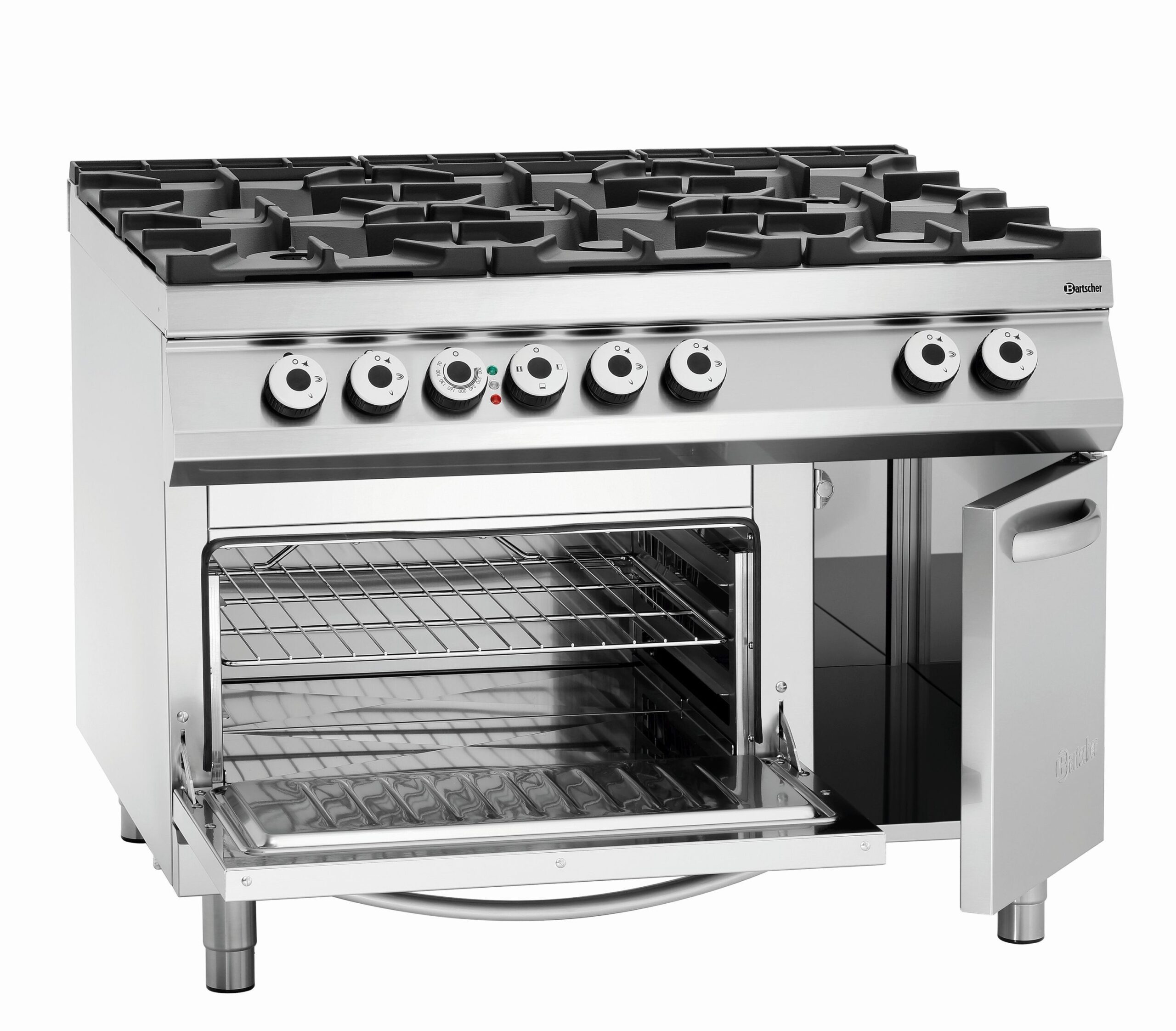 Fourneau à gaz 6 brûleurs - four électrique GN 2/1 et armoire neutre - Bartscher – Image 1