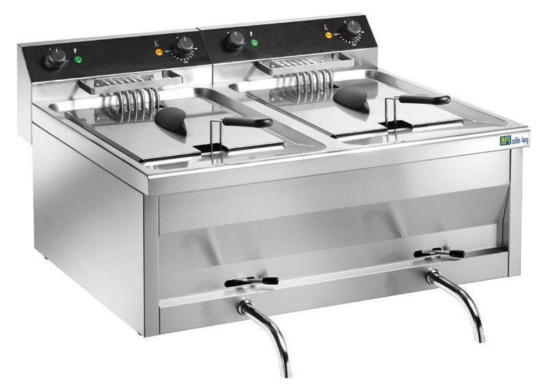 Friteuse Professionnelle à Poser Electrique en Inox avec Robinet de Vidange – 2 x 12 L – AFI Collin Lucy
