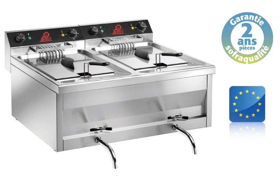 Friteuse professionnelle électrique à poser – Super puissante – 2 x 9 Litres – Sofraca