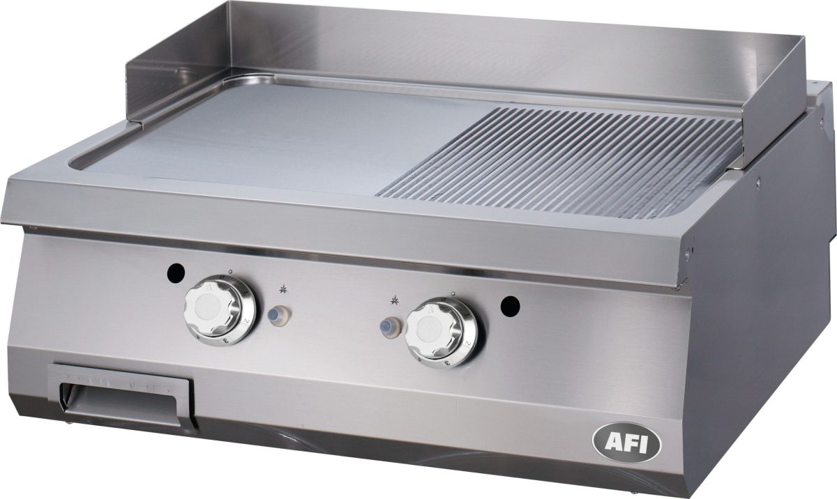 Grill Gaz à Poser Plaque Double Semi-Lisse et Semi-Nervurée – Acier Carbone et Chrome – Série 900 – AFI Collin Lucy