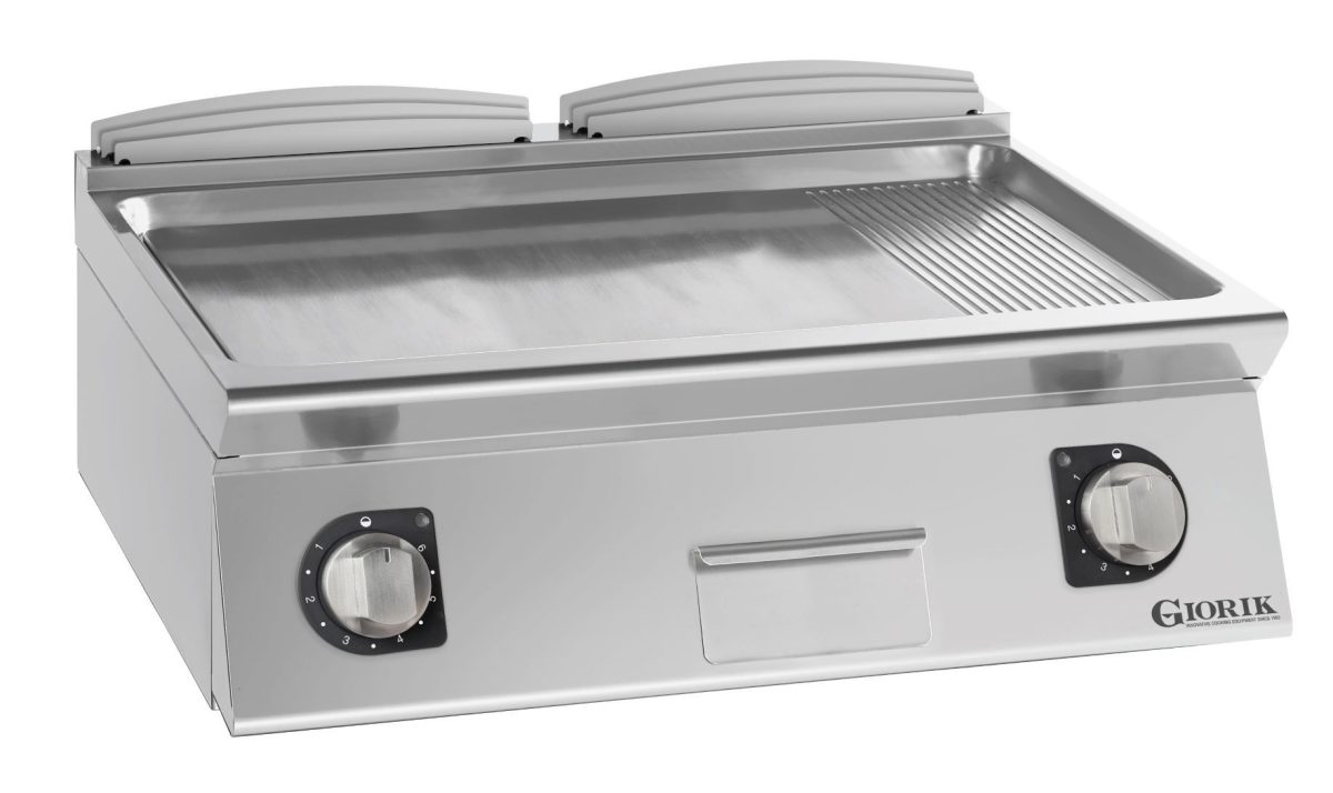 Grills Electriques, acier chromé, surface de cuisson doubles-mi-lisses/ mi-rainurées – Giorik – FME741TCRX
