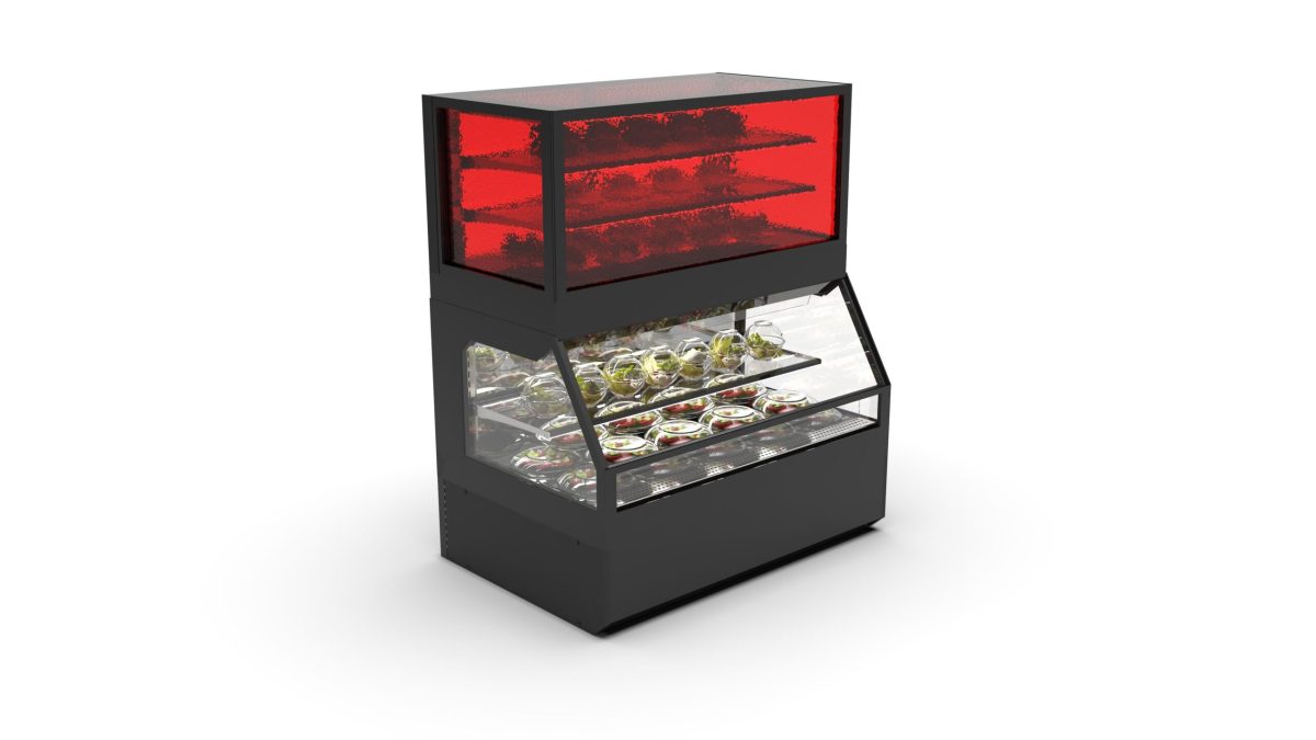 Vitrine Murale Chaude Série Integra Combi – Module Supérieur en Version Chaud et Module Inférieur en en Version Chaud – 2 Etagères – Sayl