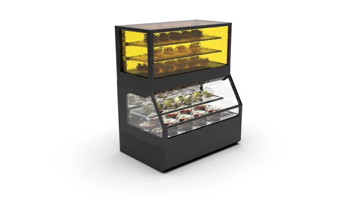 Vitrine Murale Chaude Série Integra Combi – Module Supérieur Version Neutre et Module Inférieur en en Version Chaud – 3 Etagères – Sayl
