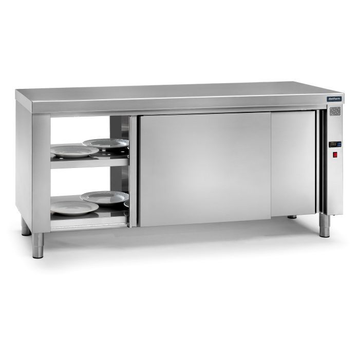 Meuble Chauffant Central Traversant – Inox Gamme 700 – Plan de Travail – Distform