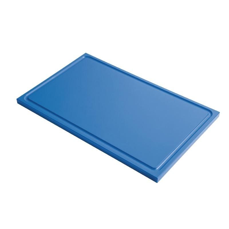 Planche à découper avec rigole haute densité bleue -  530 x 325 mm - Gastro M – Image 1