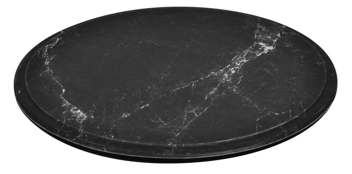 Plateau Rond en Mélaminé Imitation Marbre Ø 285 mm – Noir – L2G
