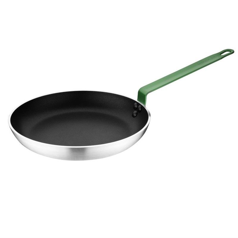 Poêle Aluminium Antiadhésive Teflon Platinium Plus avec Manche Vert 280mm – Hygiplas