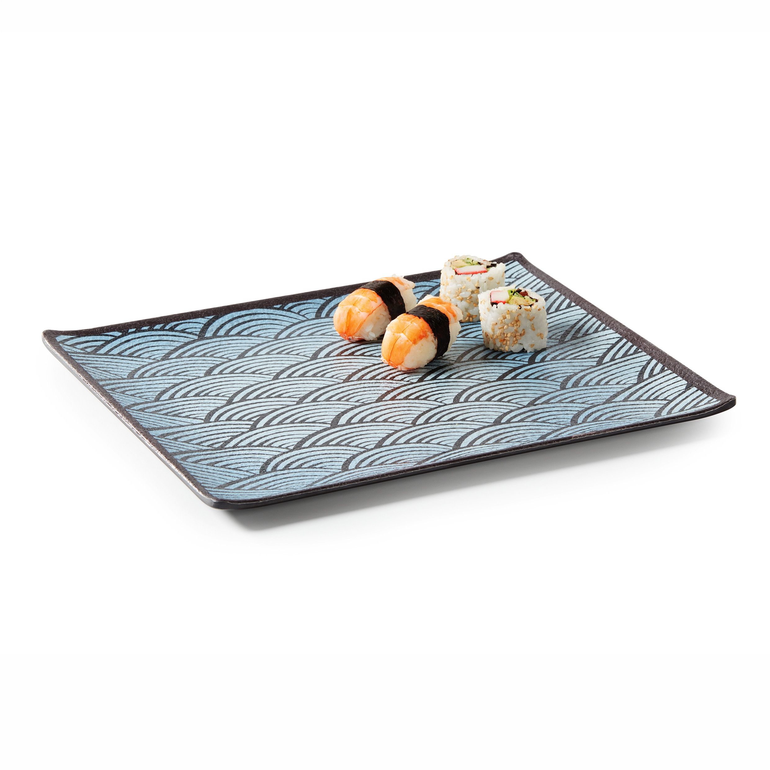 Plat Rectangulaire en Mélamine Motifs Bleus Océans - 325 x 175 mm - Pujadas – Image 1
