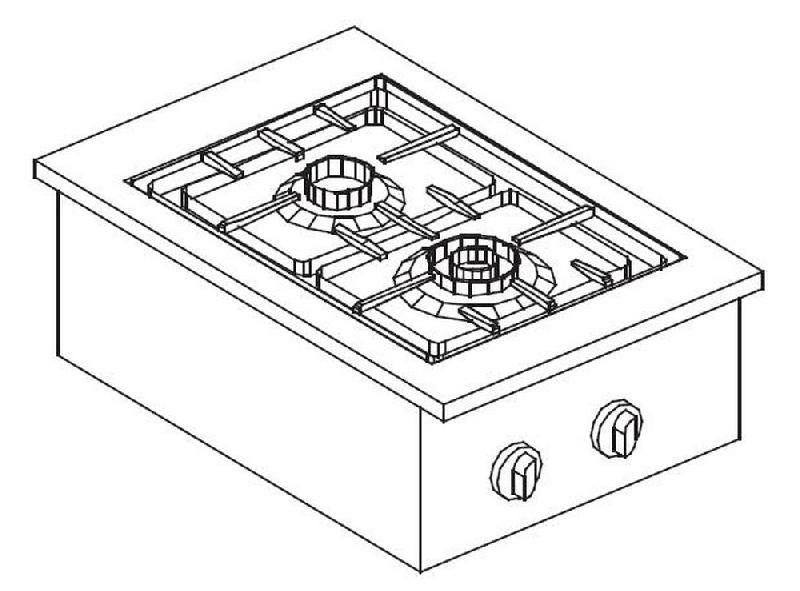 Réchaud à Gaz Drop-In - 2 Feux 3,5 kW - Combisteel – Image 1