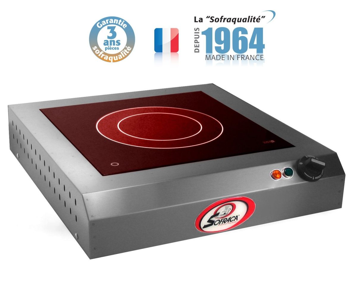 Réchaud vitrocéramique avec détecteur de présence – 1 feu – 300 x 300 mm – Sofraca