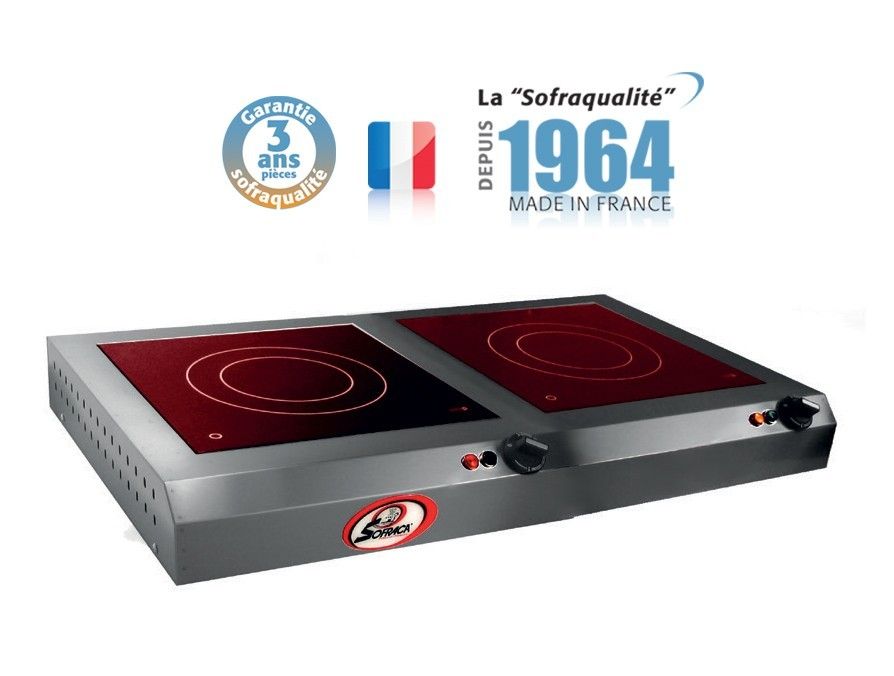 Réchaud vitrocéramique avec détecteur de présence - 2 feux - 2x 300 x 300 mm - Sofraca – Image 1