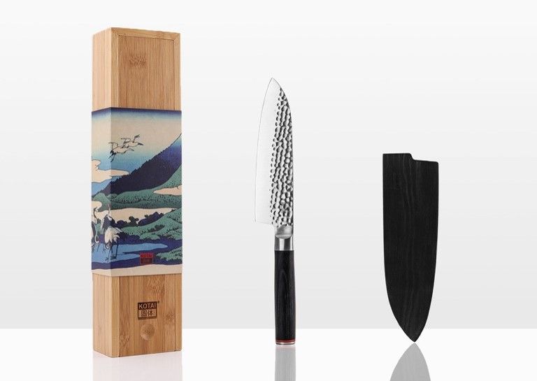 Santoku avec Saya et Boîte en Bambou – Lame 180 mm – Kotai