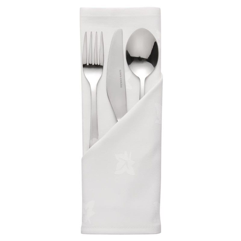 Serviette Blanche en Coton Motif Feuille de Lierre 450 x 450 mm Lot de 10 - Mitre – Image 1