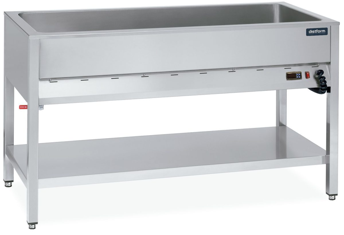 Table Bain-Marie Inox – 3 Bacs GN 1/1 avec Etagère – 2400W – Distform