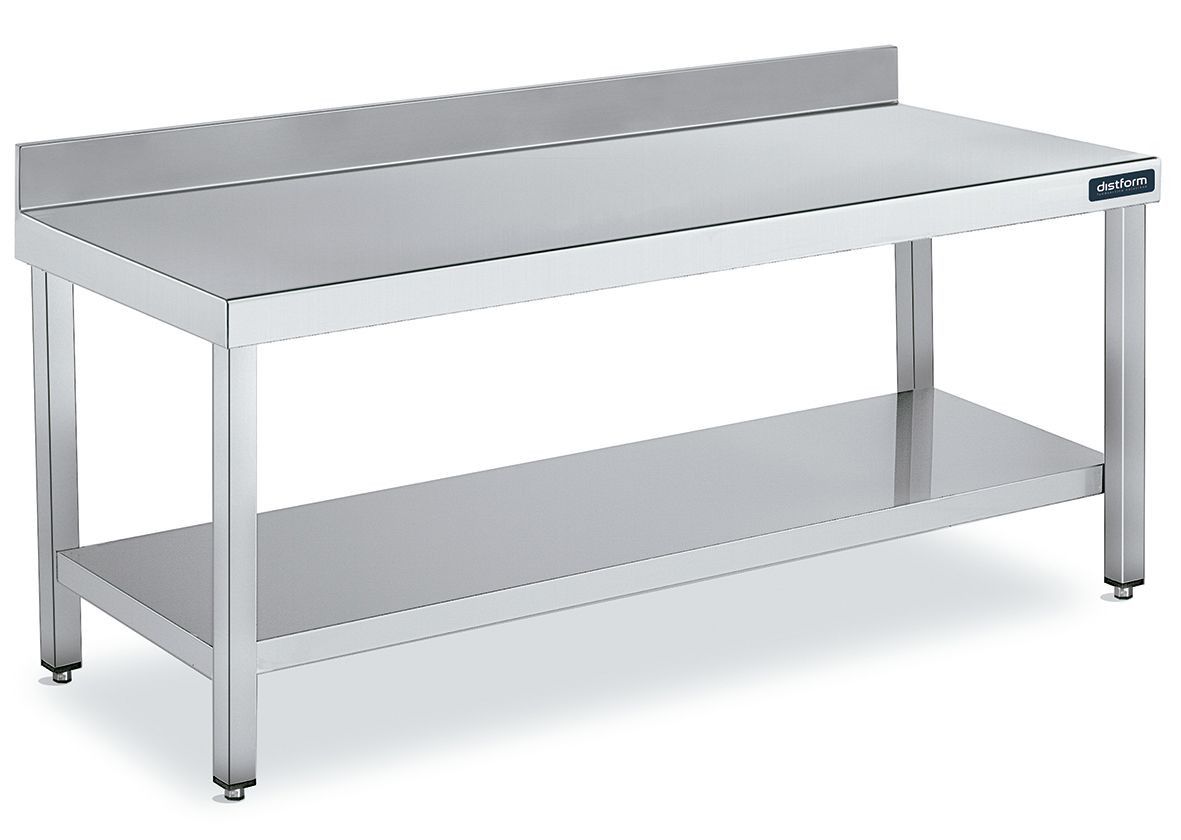 Table de Travail Adossée Inox avec 1 Étagère – Gamme 600 – Hauteur 600 – Distform