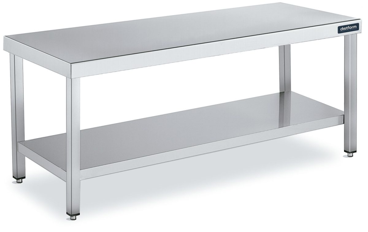 Table de Travail Centrale Inox avec 1 Étagère – Gamme 600 – Hauteur 600 – Distform
