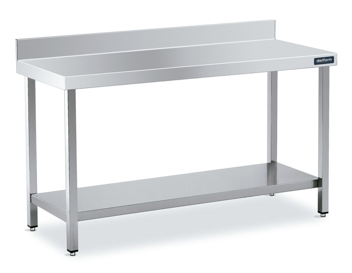 Table Inox de Travail Adossée avec Étagère – Gamme 500 – Distform