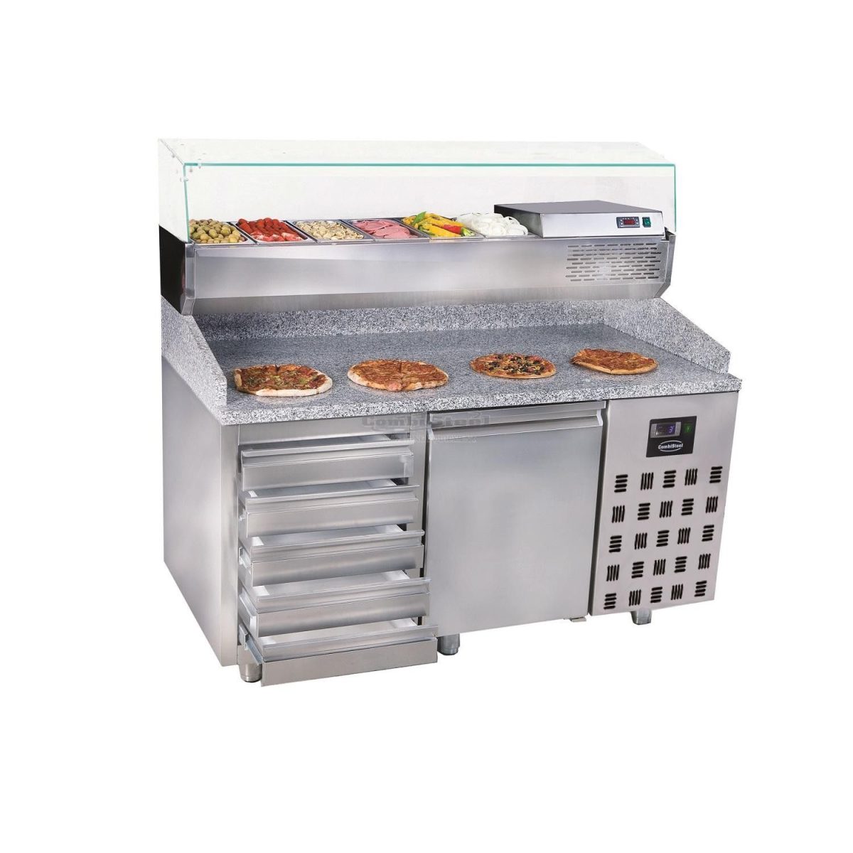 Table Pizza Réfrigérée 1 porte 5 tiroirs – Combisteel