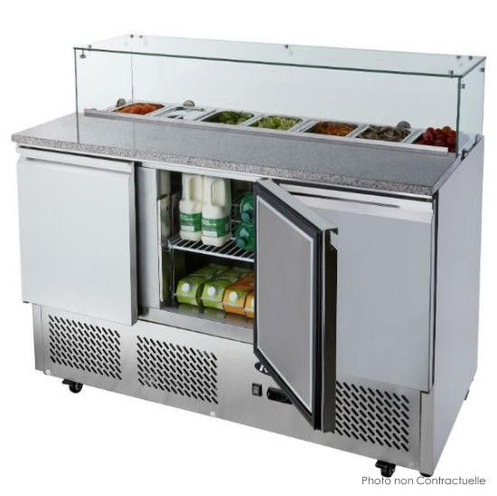 Table Pizza Réfrigérée avec Vitre en Verre - 7 Bacs GN 1/3 - Atosa – Image 1