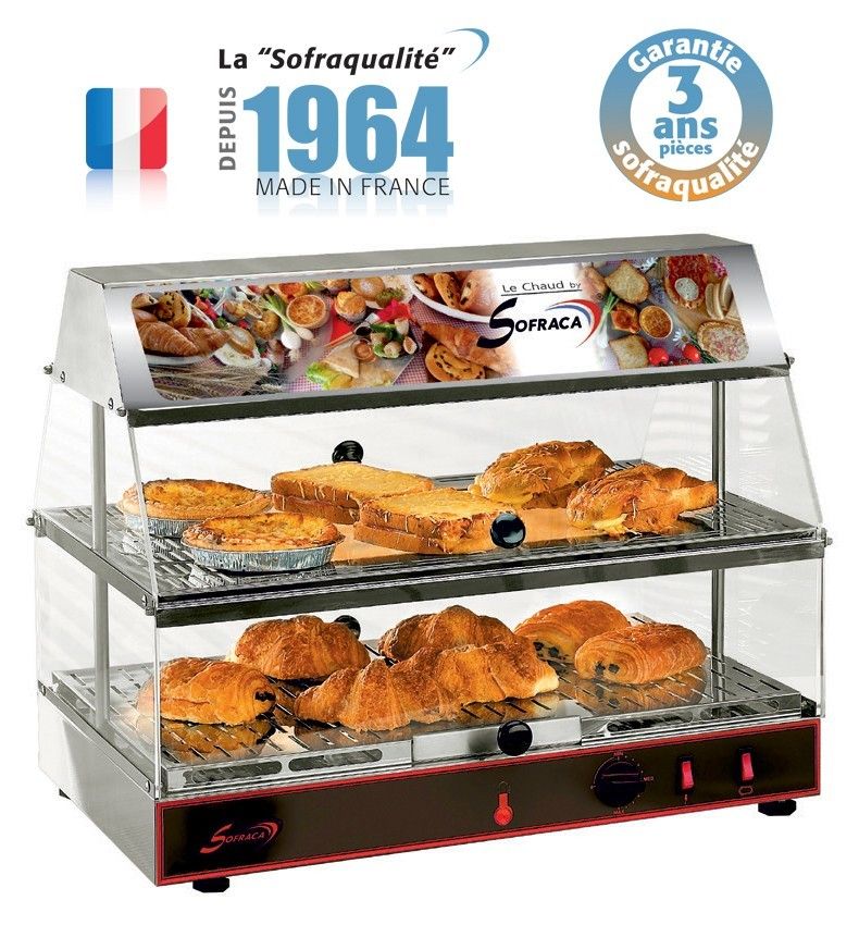 Vitrine chaude avec bloc lumineux - GN 1/1 - 2 niveaux - Sofraca – Image 1