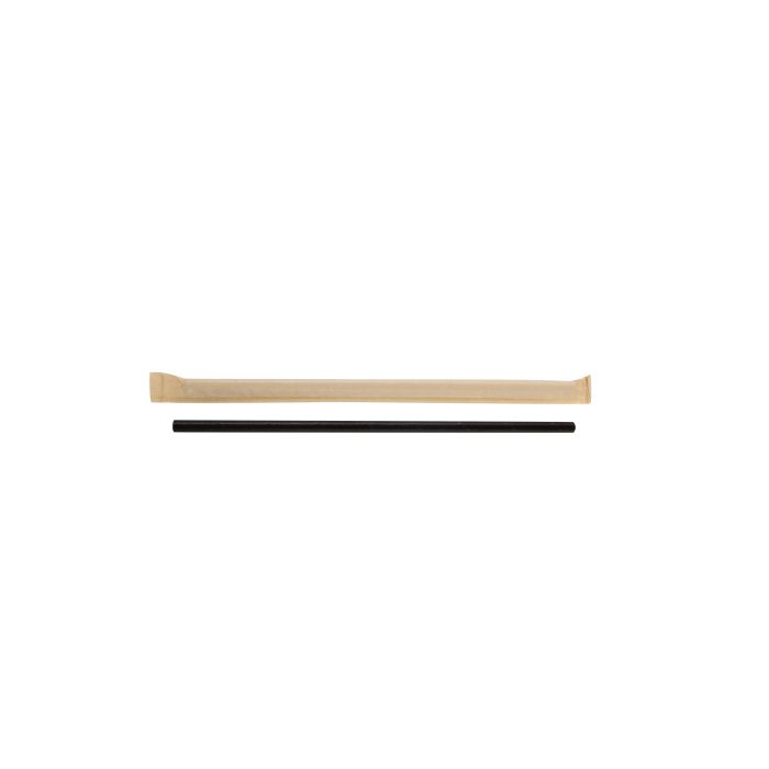 001010434_5 Paille en papier droite kraft 3 couches emballée individuellement Ø 0,6 x 20 cm - 6000 unités - Betik – Image 1