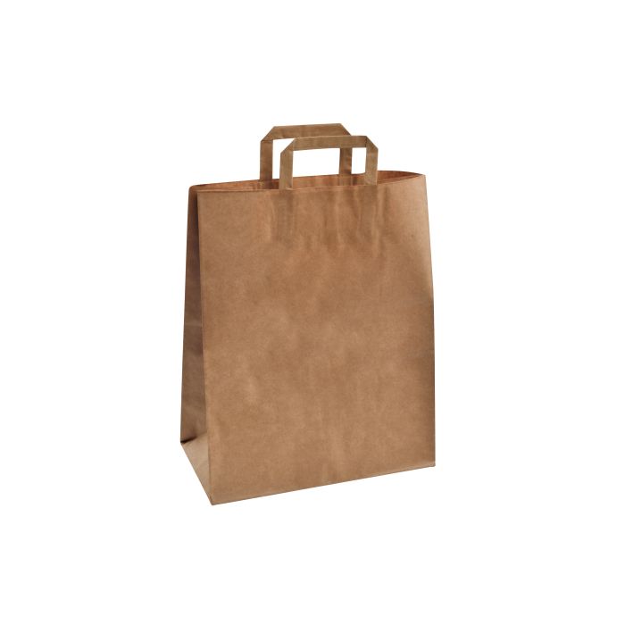 Sac à poignées plates en papier kraft 32 + 16 x 41 cm – 250 unités – Betik