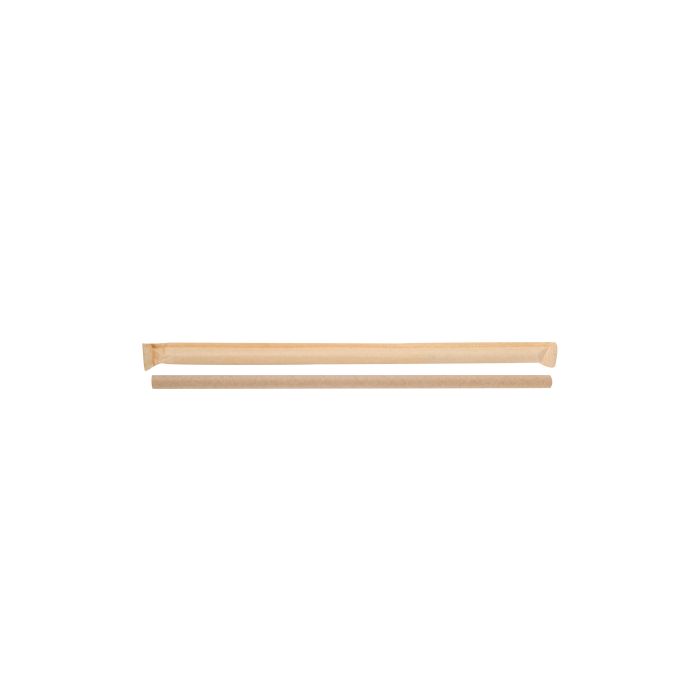 001010582_1_5 Paille en papier droite kraft 3 couches emballée individuellement Ø 0,8 x 23 cm - 6000 unités - Betik – Image 1