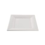 Assiette carrée blanche en canne à sucre 24 x 24 cm - 800 unités - Betik