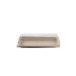 Barquette Sushi crème en canne à sucre + couvercle antibuée en PET 22 x 9 cm - 250 unités - Betik