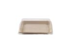 Barquette Sushi crème en canne à sucre + couvercle antibuée en PET 18,5 x 13 cm - 250 unités - Betik – Image 2