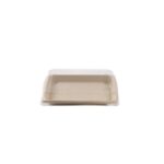 Barquette Sushi crème en canne à sucre + couvercle antibuée en PET 18,5 x 13 cm - 250 unités - Betik