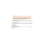 EKO Kit couvert blanc 3 en 1 en CPLA : couteau + fourchette + serviette kraft - 500 unités - Betik
