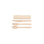 Kit couverts 4 en 1 en bois : couteau + fourchette + cuillère + serviette kraft - 500 unités - Betik