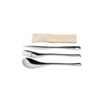 Kit couverts 4 en 1 inox 18/0 de 0,5 mm : couteau + fourchette + cuillère + serviette kraft - 240 unités - Betik