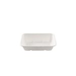 Barquette rectangulaire blanche en canne à sucre - 500 unités - Betik