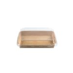 Barquette sushi en carton kraft + couvercle antibuée en PET 18,5 x 13 cm - 300 unités - Betik