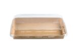 Barquette sushi en carton kraft + couvercle antibuée en PET 22 x 9 cm - 300 unités - Betik – Image 2