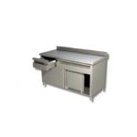 Table sur armoire portes coulissantes avec 2 tiroirs avec dosseret 1000x600 mm - Ristopro