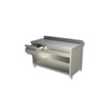 Table sur armoire ouverte avec 1 etagere et 2 tiroirs et dosseret Gamme 700 - Ristopro – Image 3