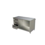 Table sur armoire ouverte avec 1 etagere et 3 tiroirs a gauche Gamme 700 - Ristopro
