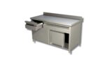 Table sur armoire portes coulissantes avec 2 tiroirs avec dosseret 1000x600 mm - Ristopro – Image 4